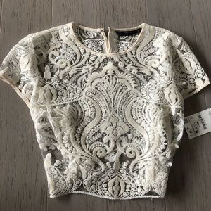 Zara NWT white lace crop top